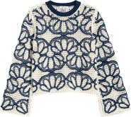 Madewell Rhoda Floral Embroidered Open Stitch Sweater