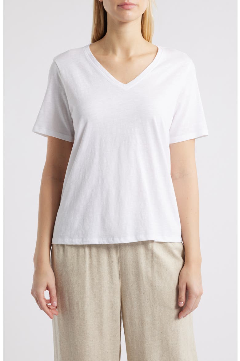 Easy Organic Cotton V-Neck T-Shirt, Main, color, WHITE