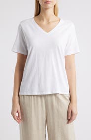 Eileen Fisher Easy Organic Cotton V-Neck T-Shirt