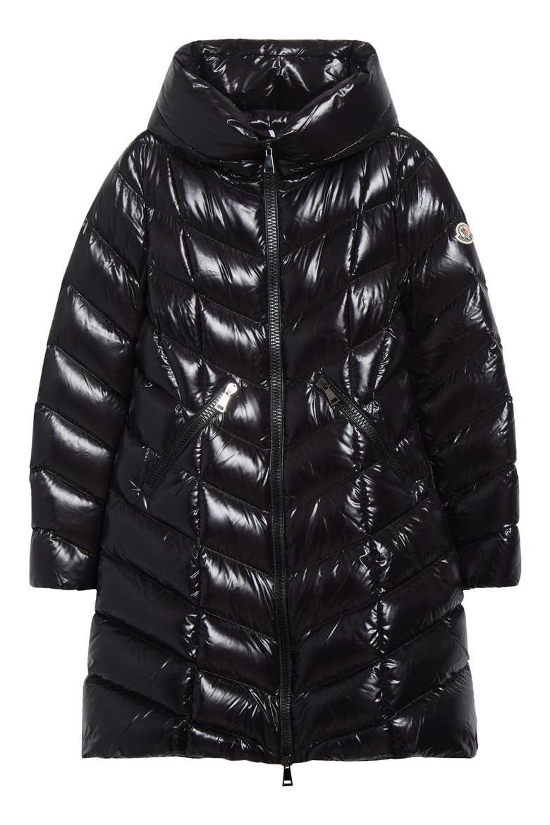 Marus Quilted 750 Fill Power Down Hooded Puffer Coat, Alternate, color, BLACK