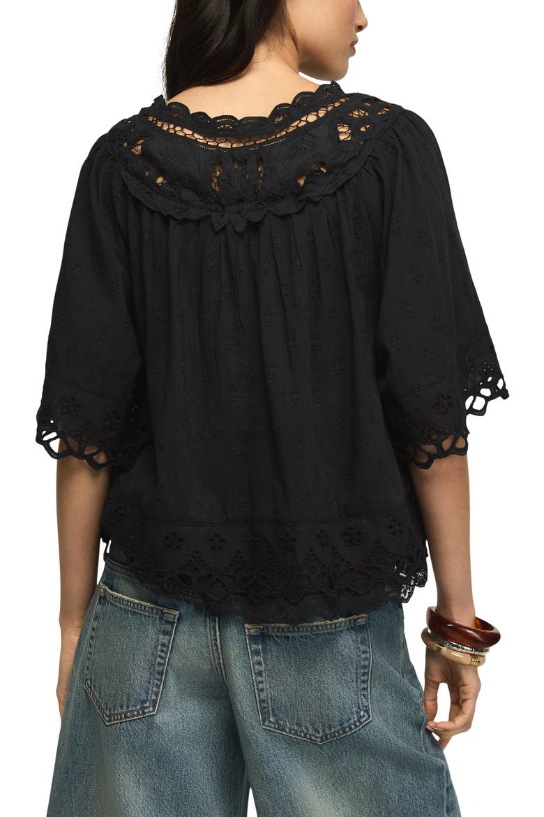 Battenburg Lace Embroidered Top, Alternate, color, CAVIAR