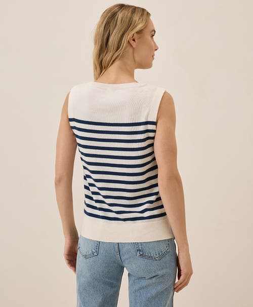 Pact Organic Cotton Classic Fine Knit Shell In Navy Laguna Stripe
