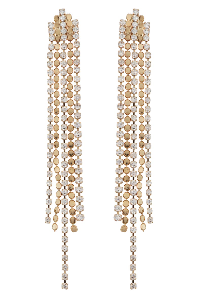 Crystal Fringe Drop Earrings, Main, color, GOLD