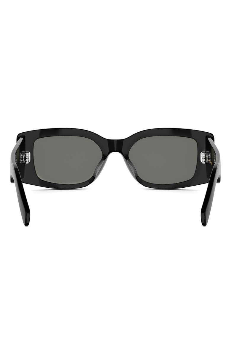 CELINE Maxi Triomphe 53mm Rectangular Sunglasses, Alternate, color, Shiny Black / Smoke/ Gold