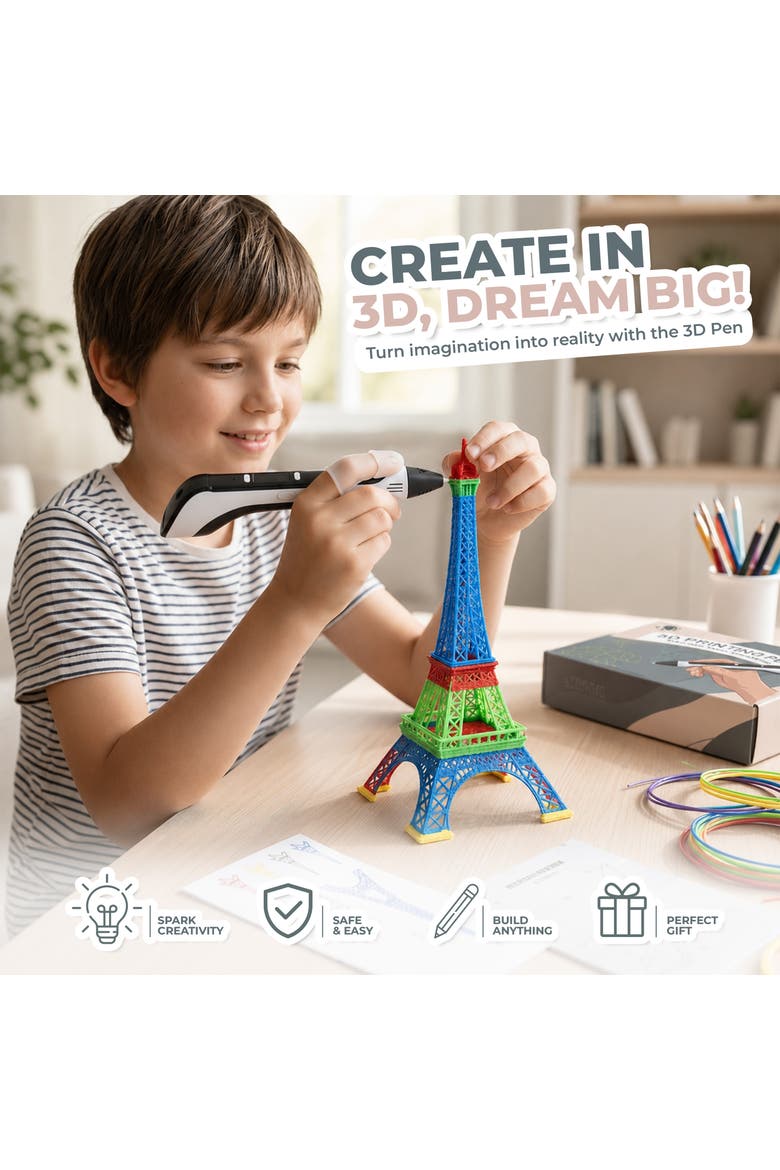 3D Printing Pen Kit with Auto Sleep & Adjustable Temperature, Alternate, color, Black