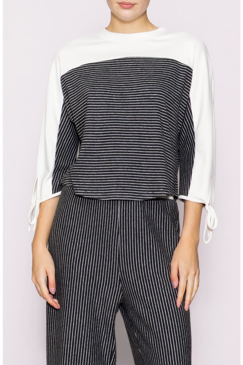 Stripe Knit Top, Main, color, DARK GREY/ IVORY