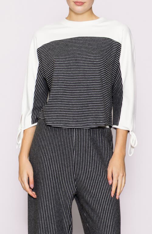 Melloday Stripe Knit Top In Black