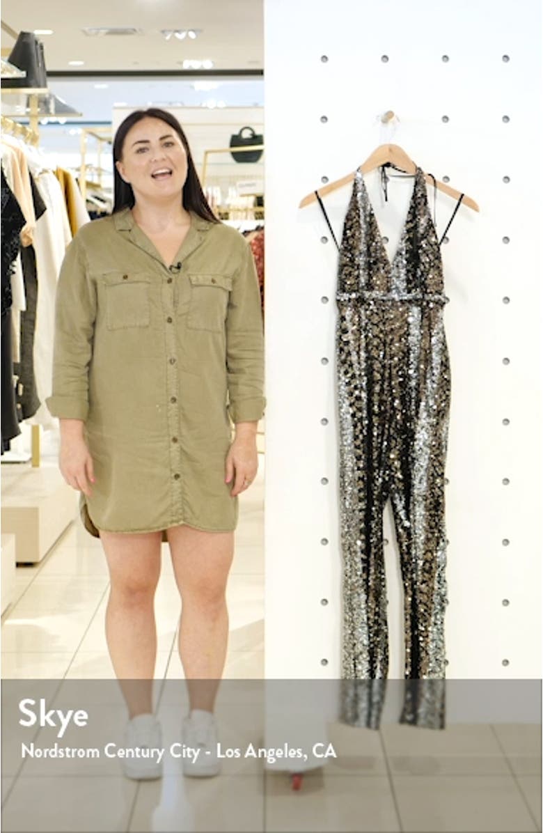 Disco Sequin Halter Neck Jumpsuit, sales video thumbnail