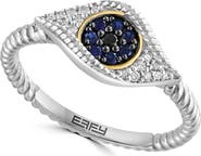 EFFY Sterling Silver & 18K Gold Diamond & Sapphire Evil Eye Ring - 0.11ct.