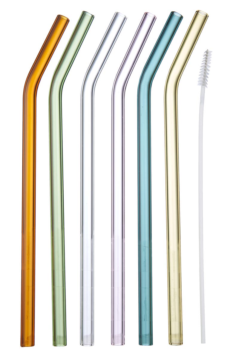 HAY Sip 6-Pack Reusable Glass Cocktail Straws, Main, color,
