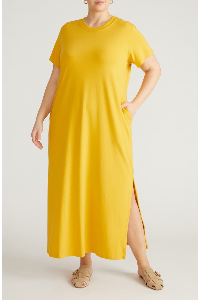 Halie Maxi T-Shirt Dress, Alternate, color, GOLDENROD YELLOW