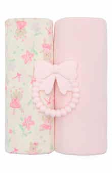 DREAMGRO 3-Piece Assorted Swaddle Blankets & Teether Set