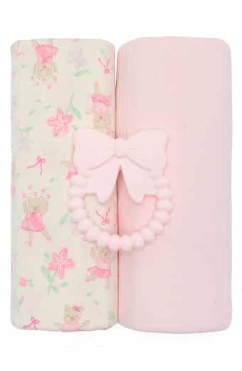 3-Piece Assorted Swaddle Blankets & Teether Set
