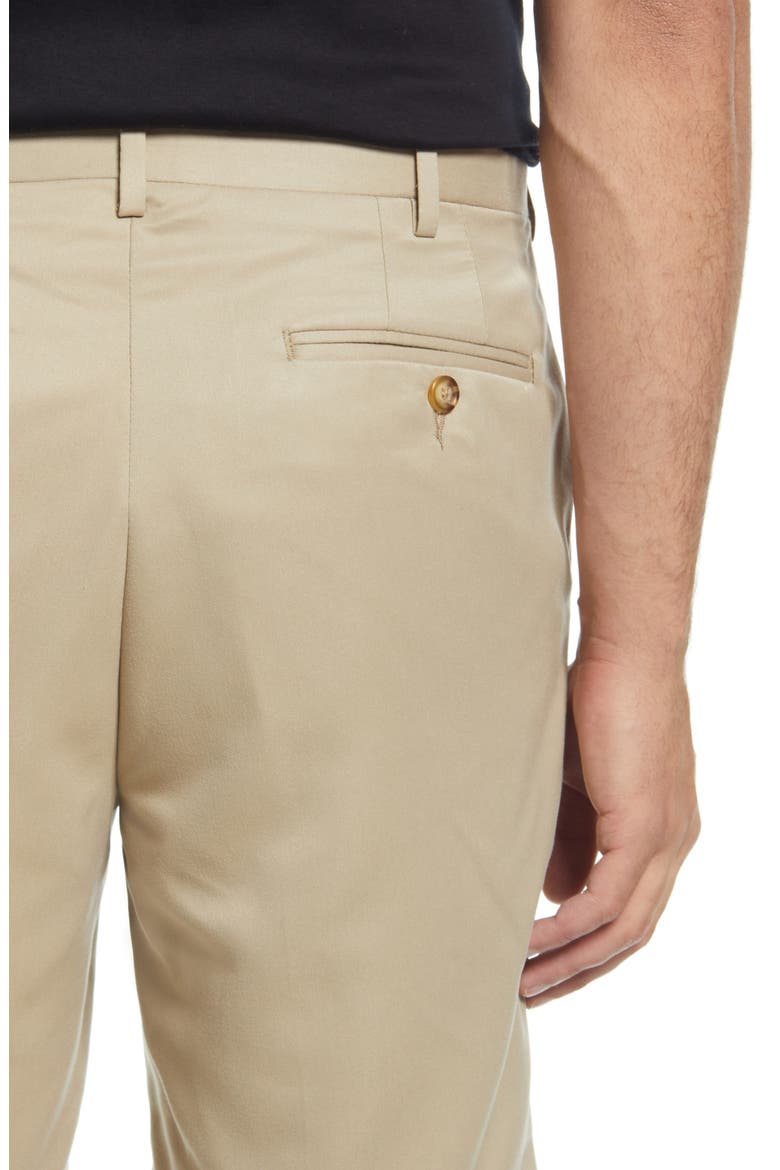 Microfiber Self Sizer Flat Front Shorts, Alternate, color, TAN