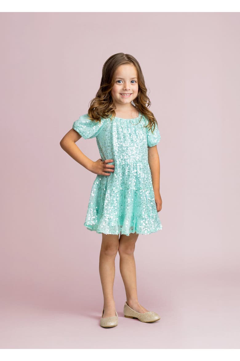 Teal Twinkle Short Sleeve Dress, Alternate, color, Blue