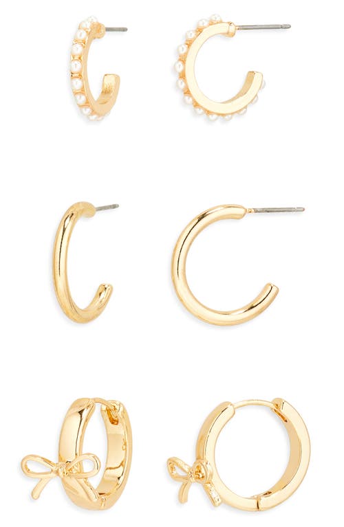 BP. Pretty Bow Set of 3 Hoop Earrings in Gold 