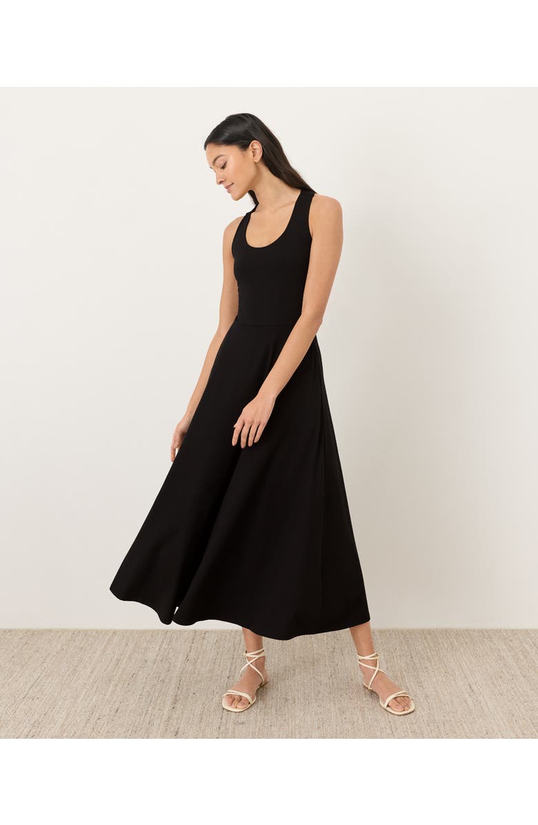 Pact Fit & Flare Open Back Maxi Dress Made With Organic Cotton, Alternate, color, Black