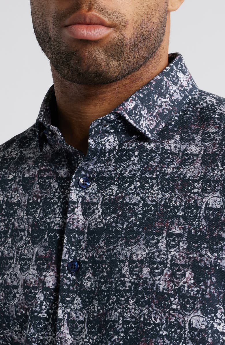 Stone Rose Skull Print Button-Up Shirt, Alternate, color, 