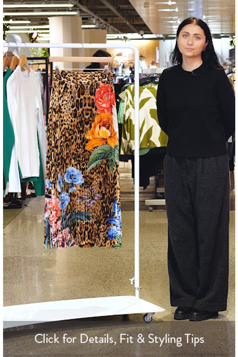 The Louise Sahara Desert Print Pleated Satin Midi Skirt video