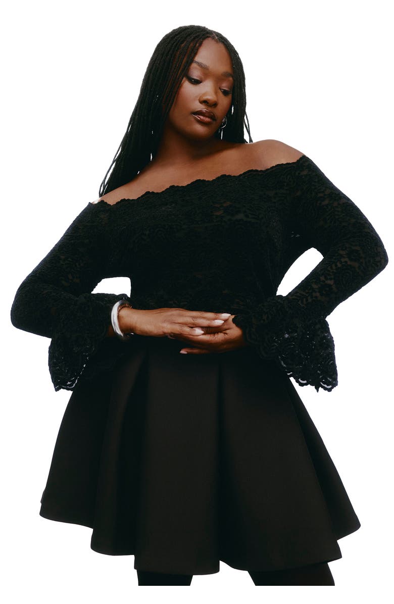 ELOQUII Off The Shoulder Lace Top, Alternate, color, 