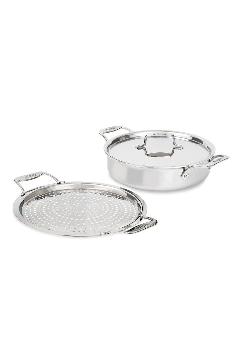 D5 4-Quart Sauteuse with Splatter Guard Lid, Main, color, SILVER