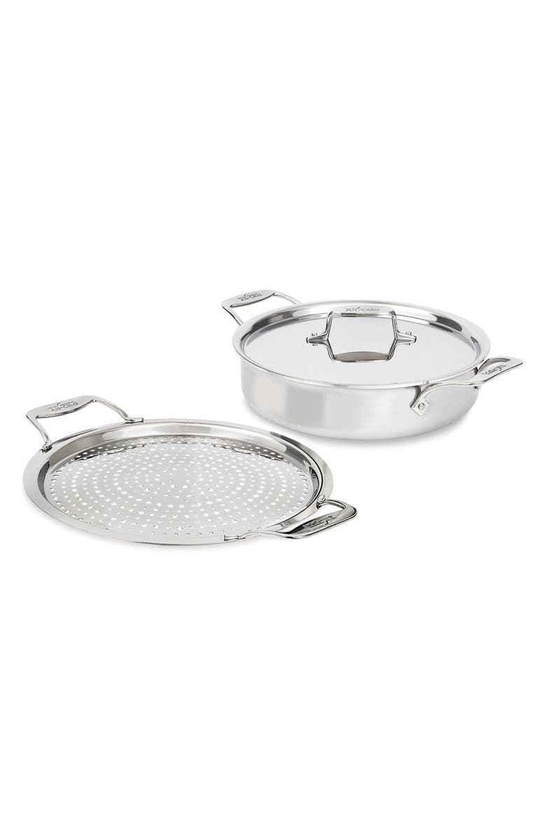 All-Clad D5 4-Quart Sauteuse with Splatter Guard Lid, Main, color, Silver