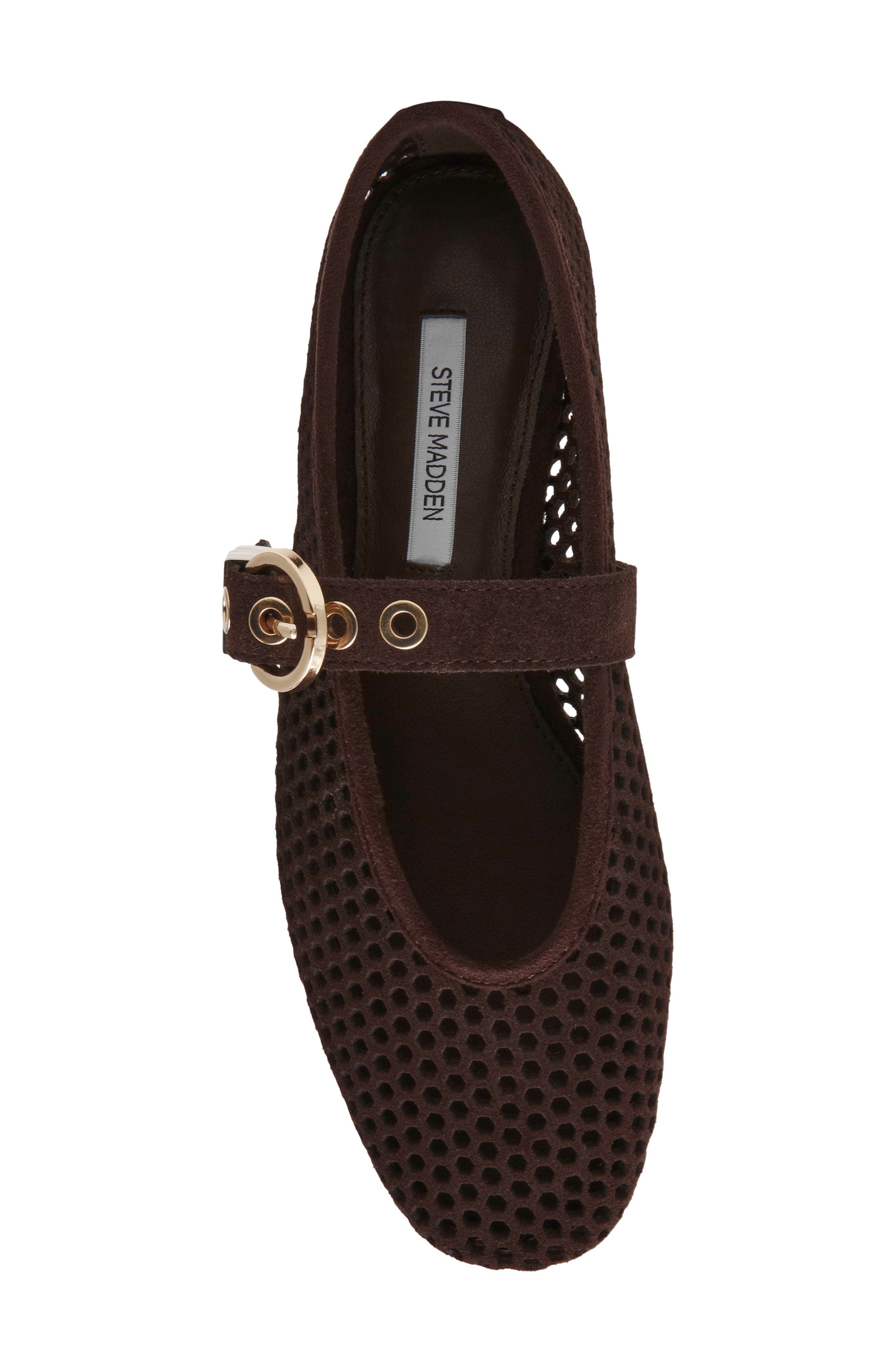 Lela Perforated Mary Jane Flat, Alternate, color, BROWN SUEDE