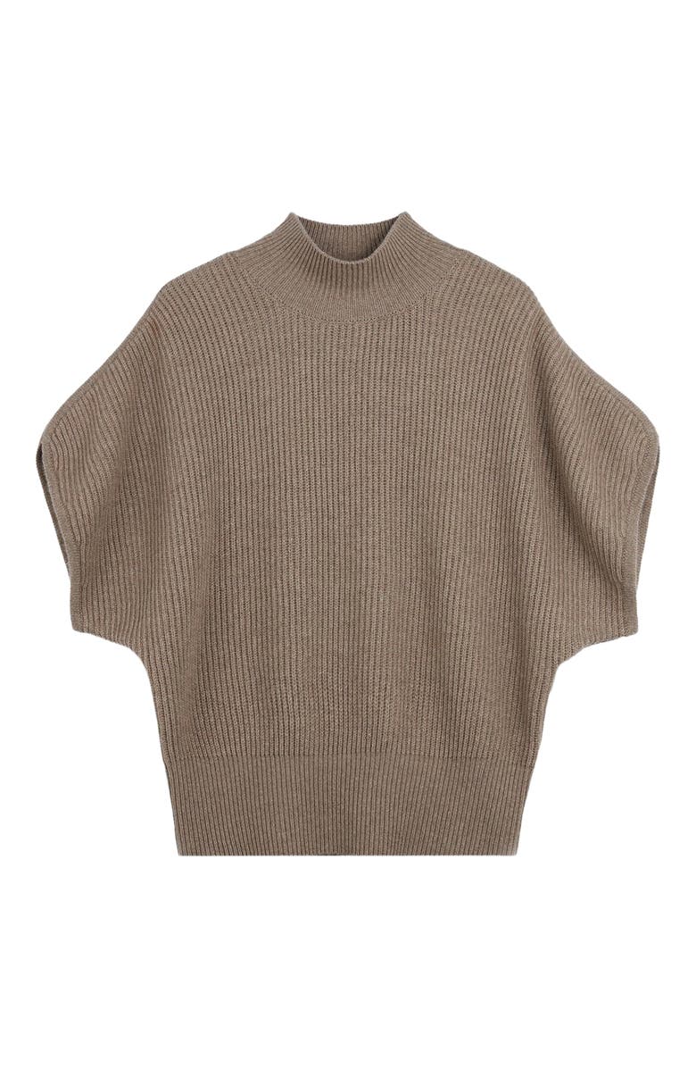 GOBI Mongolian Cashmere Cashmere Short-Sleeve Turtleneck, Alternate, color, Taupe