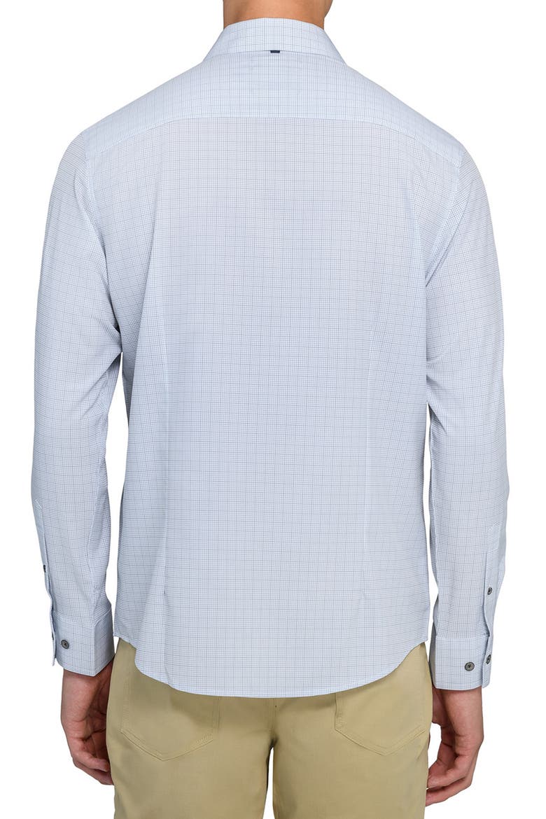 Slim Fit Light Green Grid Check Performance Button-Up Shirt, Alternate, color, GREEN