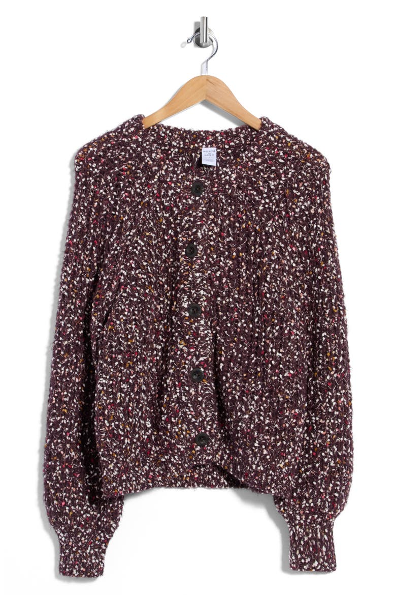 Relaxed Popcorn Cardigan, Alternate, color, BURGUNDY- IVORY MULTI