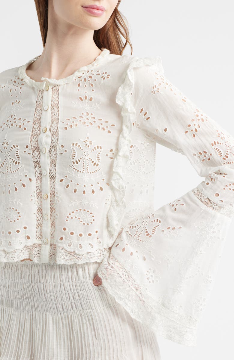 LoveShackFancy Hawthorn Cotton Broderie Anglaise Top, Alternate, color, 