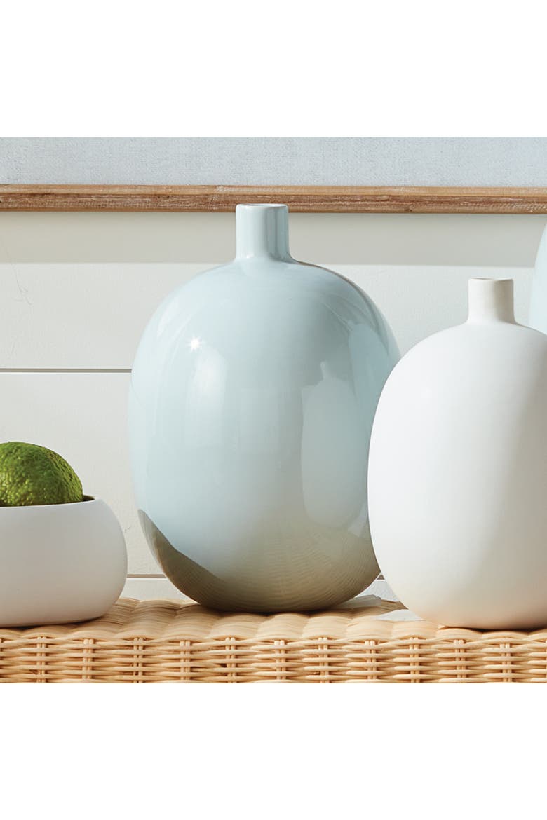 Barclay Butera Sandbar Vase Medium - Light Blue Stoneware, Alternate, color, Blue