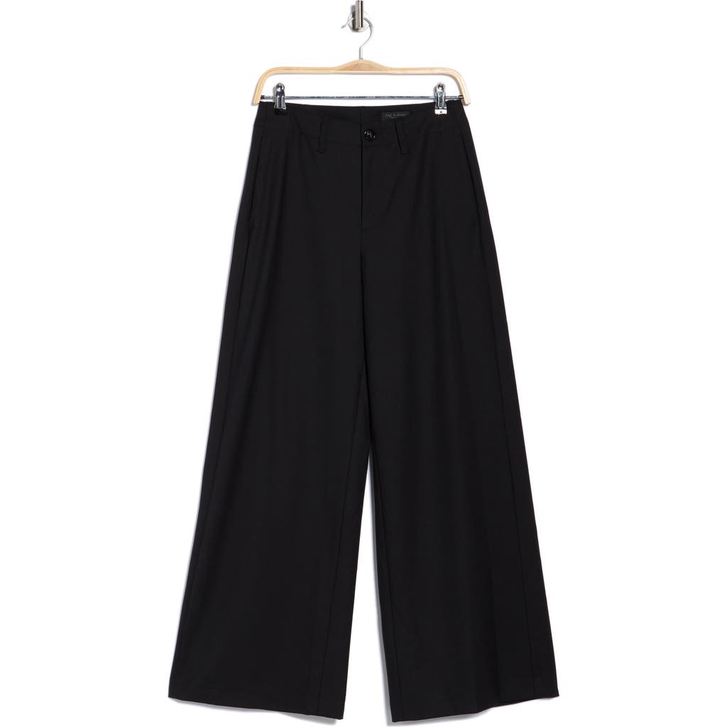 Rag & Bone Evie High Waist Wide Leg Pants In Black