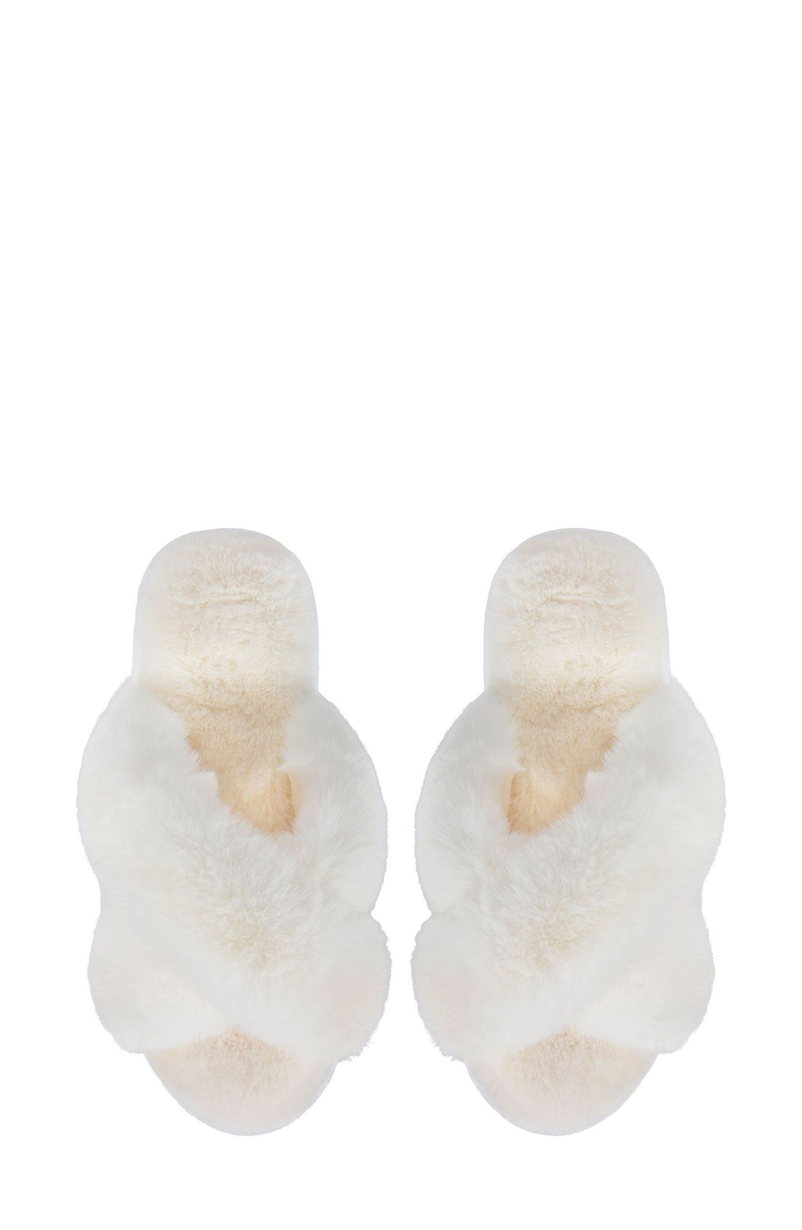 Beverly Faux Fur Memory Foam Slipper, Alternate, color, IVORY