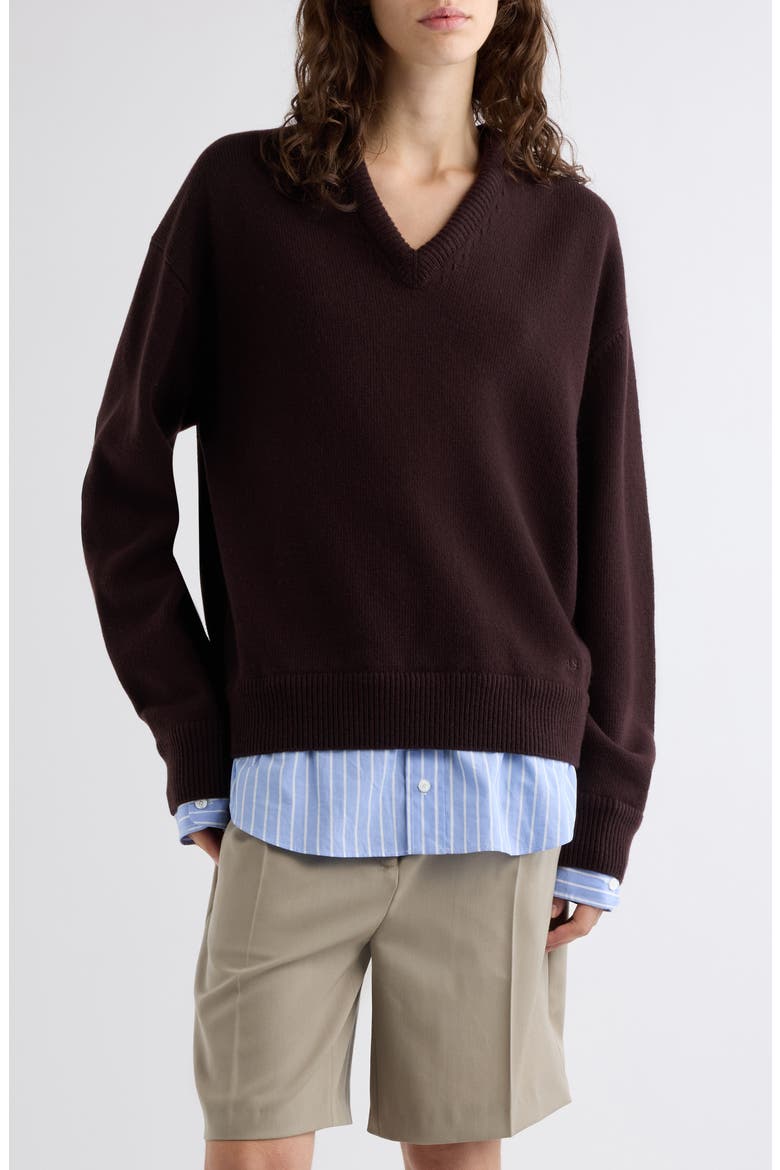 Karooniv Wool V-Neck Sweater, Main, color, DARK BROWN