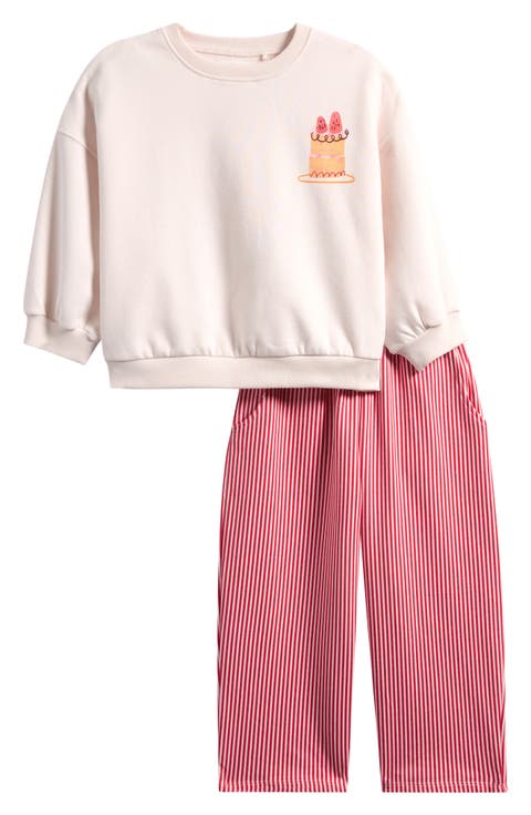 Kids' Pink Cake Graphic Sweatshirt & Barrel Leg Joggers (Toddler & Little Kid)