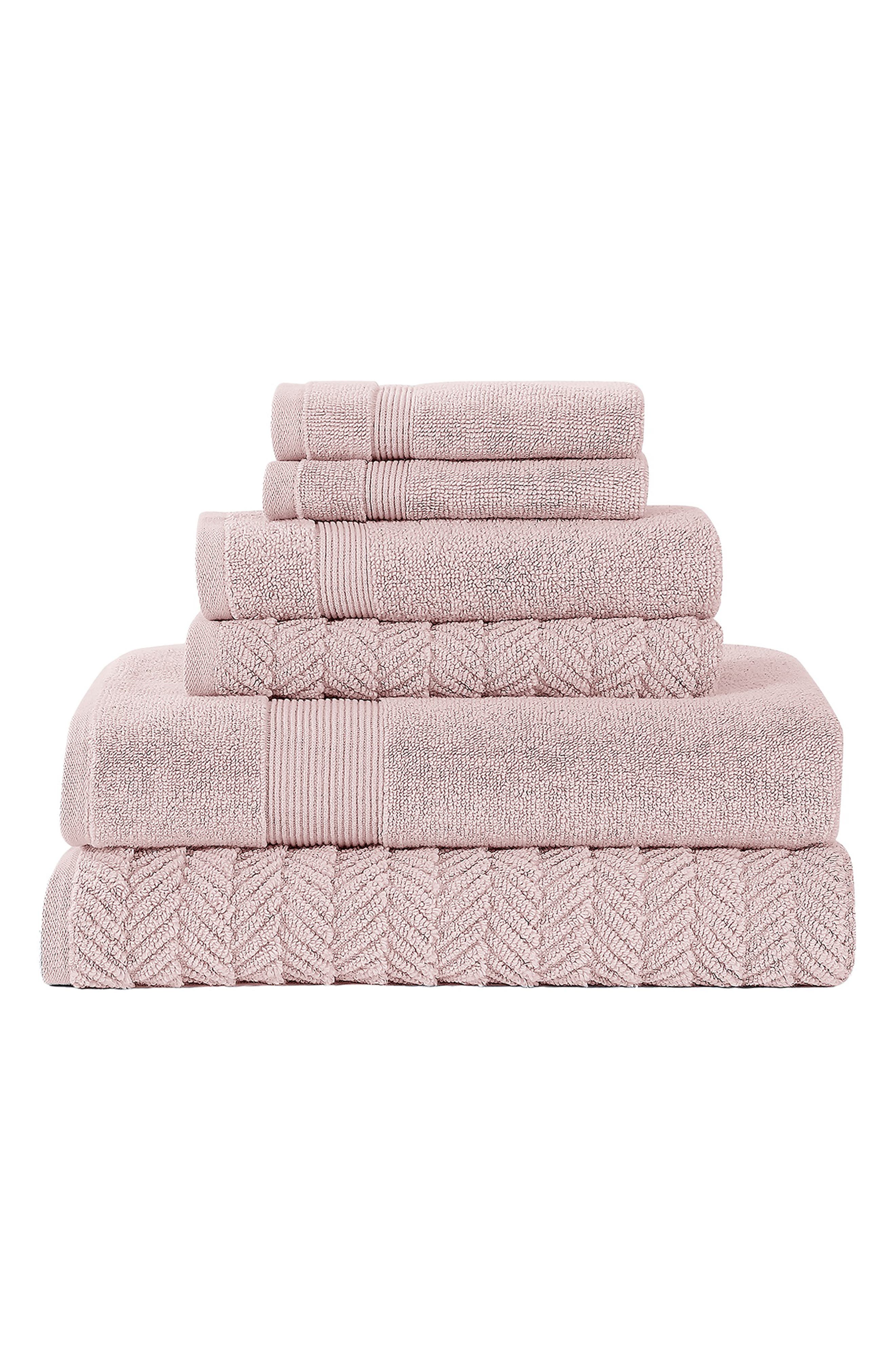 Modern Threads Zero Twist Otis Jacquard 6pc Towel Set In Pink