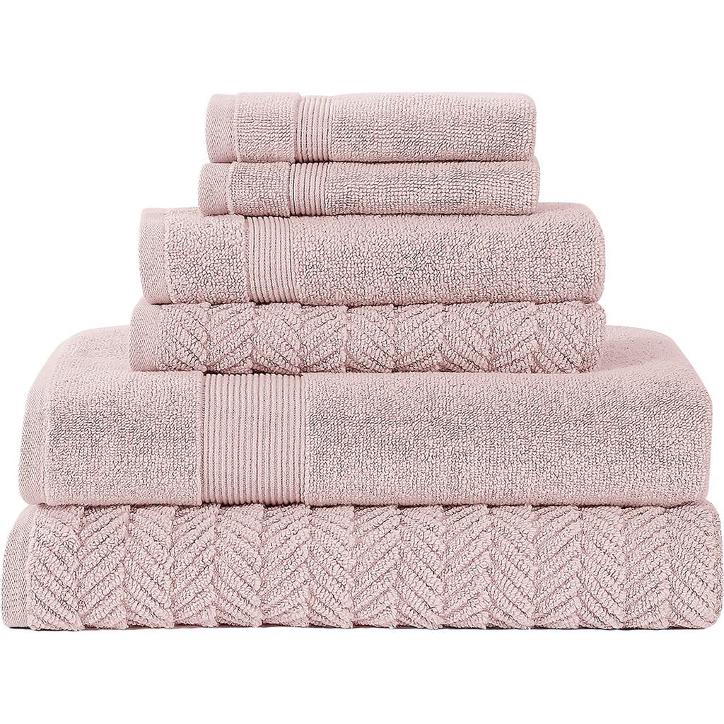 Modern Threads Zero Twist Otis Jacquard 6pc Towel Set In Pink