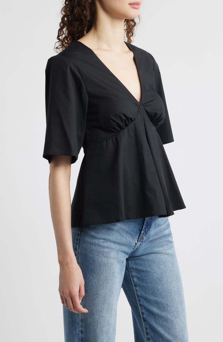 WAYF Zelma V-Neck Babydoll Top, Alternate, color, Black