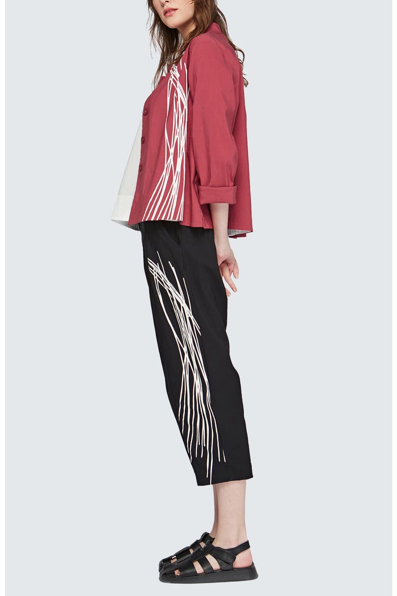 Eli Printed Linen Cotton Blended Pants, Alternate, color, Black
