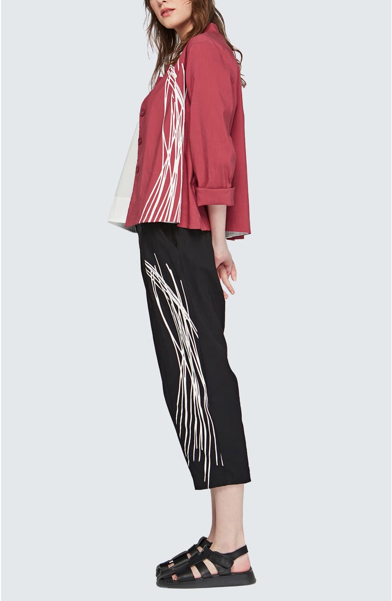 LUUKAA Eli Printed Linen Cotton Blended Pants, Alternate, color, Black