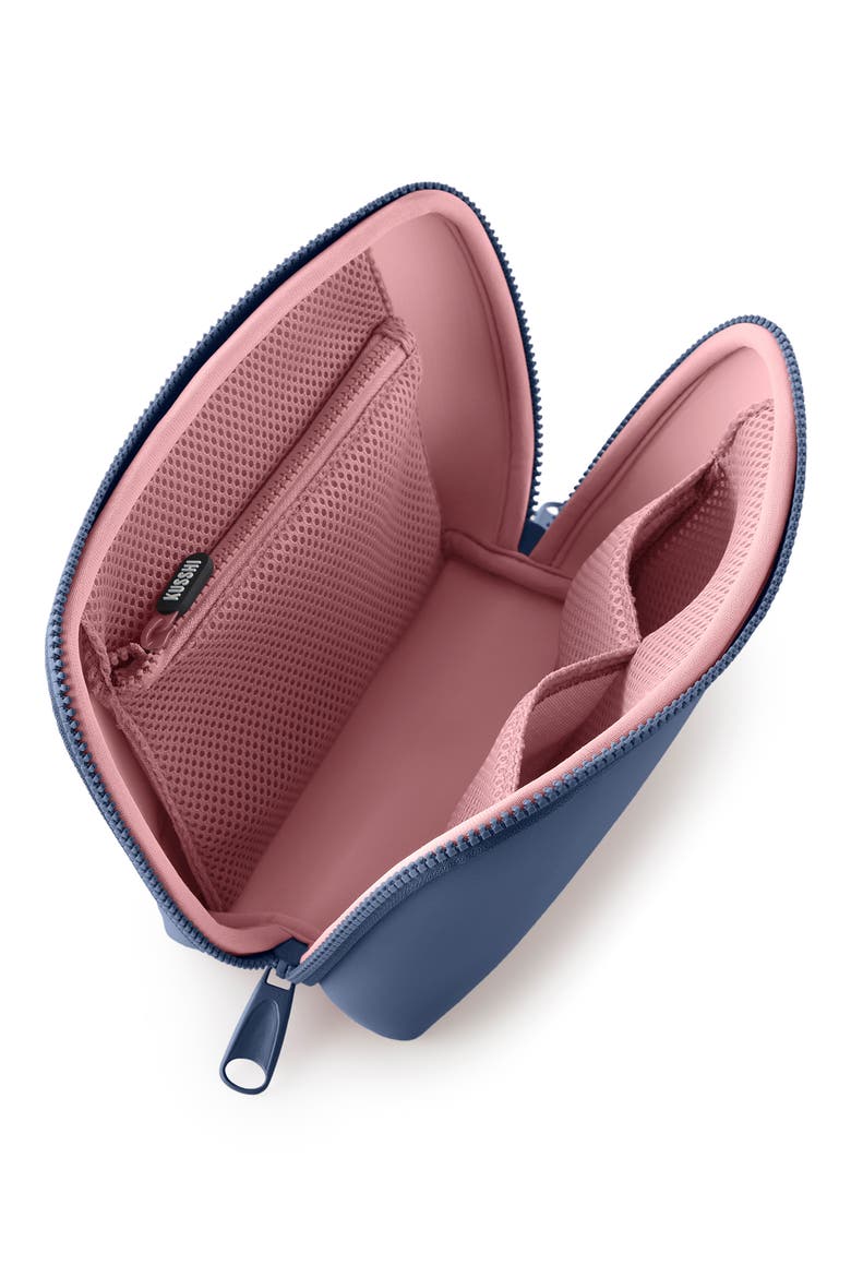 Neoprene Makeup Bag, Alternate, color, PEARL BLUE/ SAND PINK