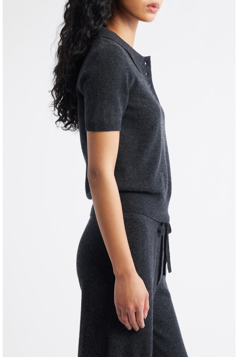 Tove Wool & Cashmere Short Sleeve Polo Sweater, Alternate, color, CHARCOAL