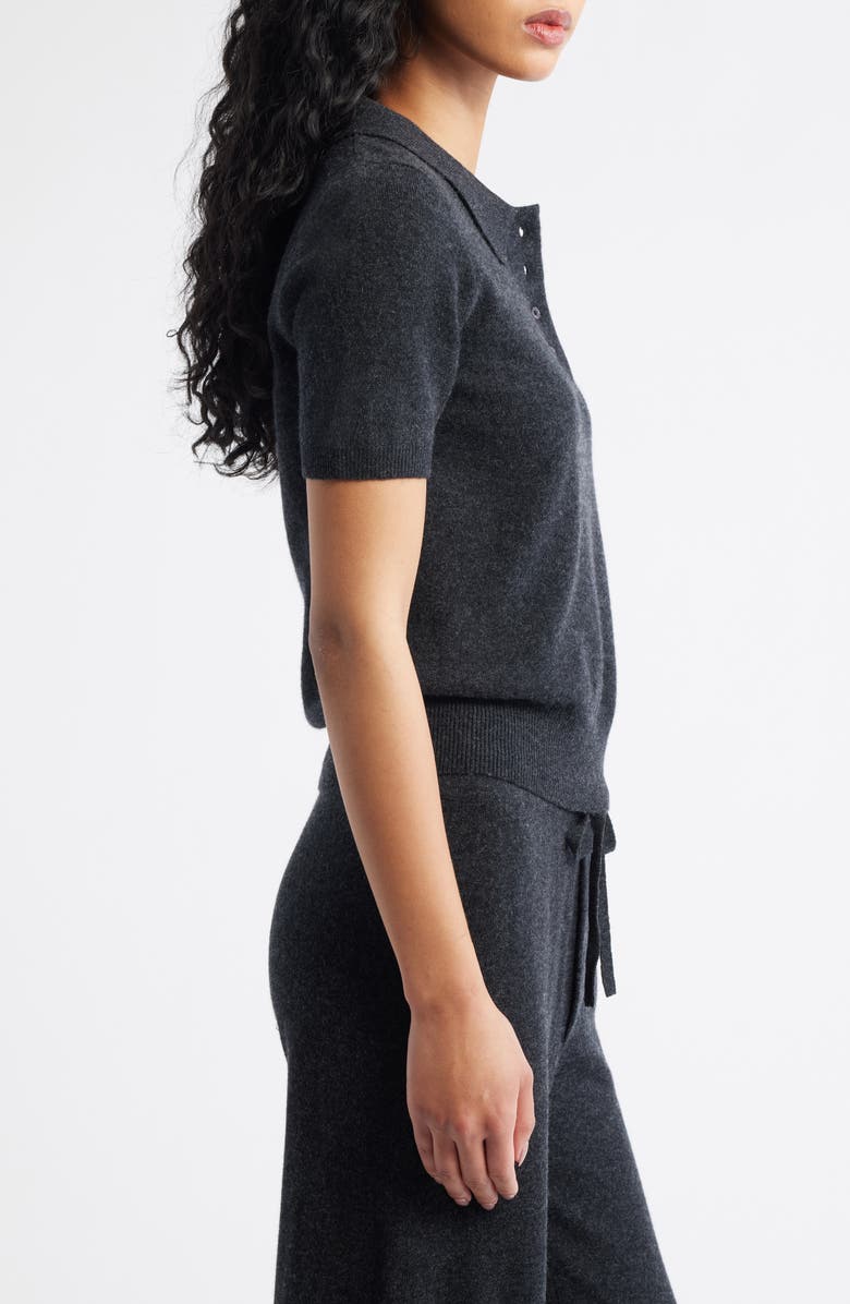 ARTLESS FOREVER Tove Wool & Cashmere Short Sleeve Polo Sweater, Alternate, color, Charcoal