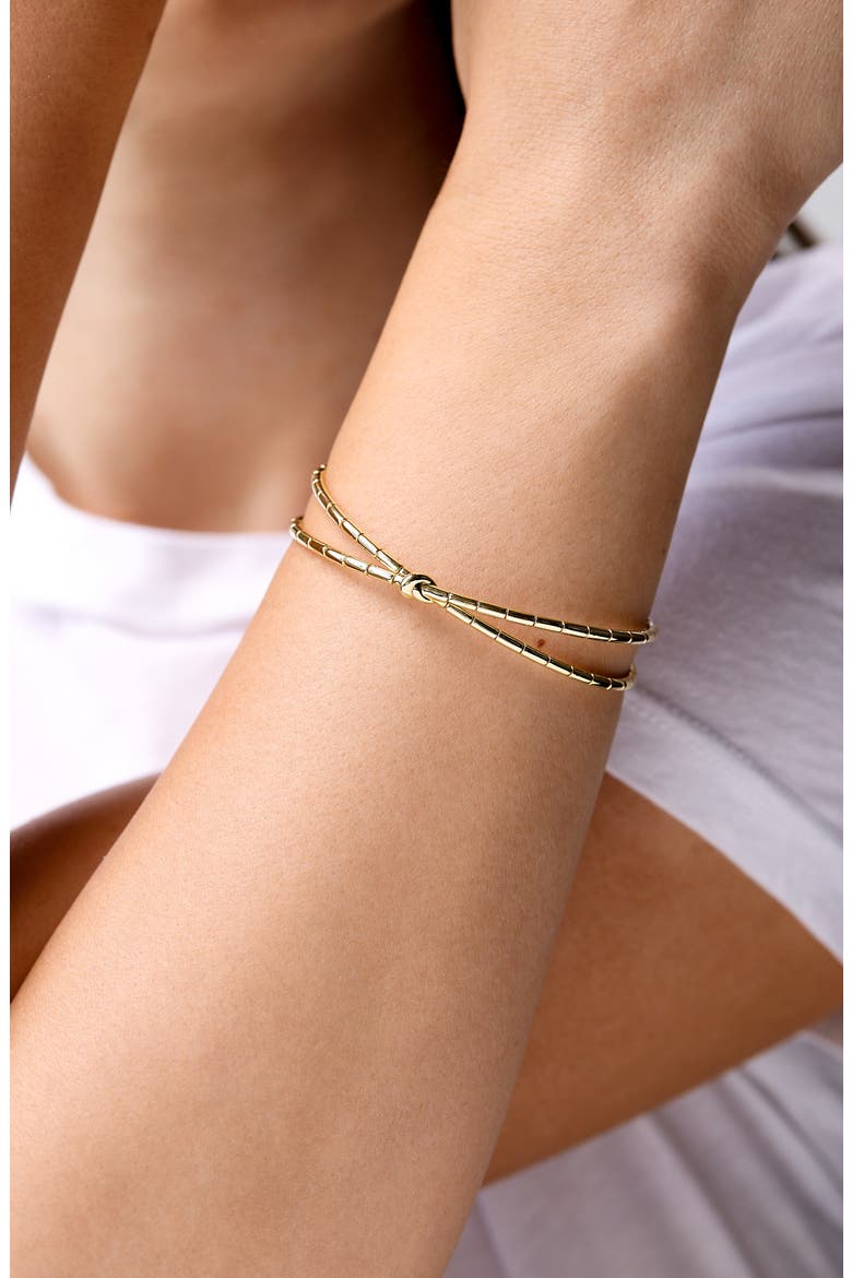 14k Gold Crossover Knot Open Bangle Bracelet, Alternate, color, 14K WHITE GOLD