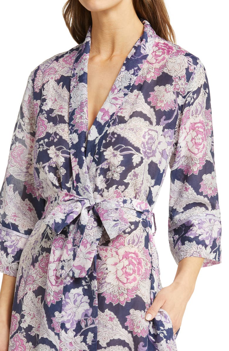 Papinelle Ella Floral Cotton & Silk Robe, Alternate, color,