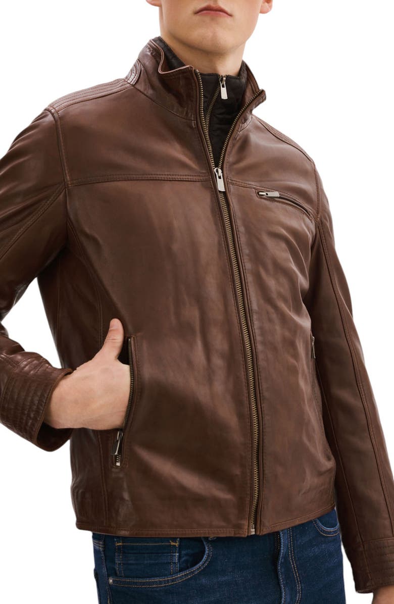 REGENCY Lambskin Leather Jacket, Alternate, color, Brown