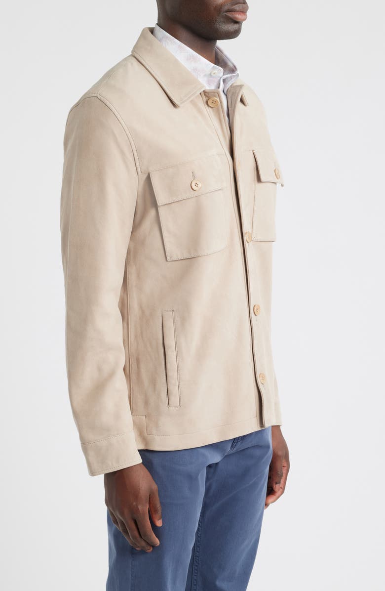 Bugatchi Suede Shirt Jacket, Alternate, color, Willow