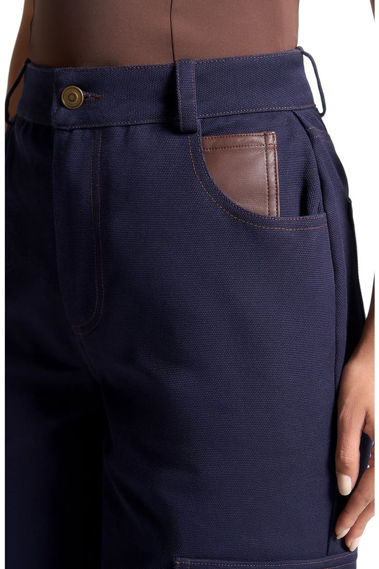 High Rise Drill Cargo Pants, Alternate, color, Indigo