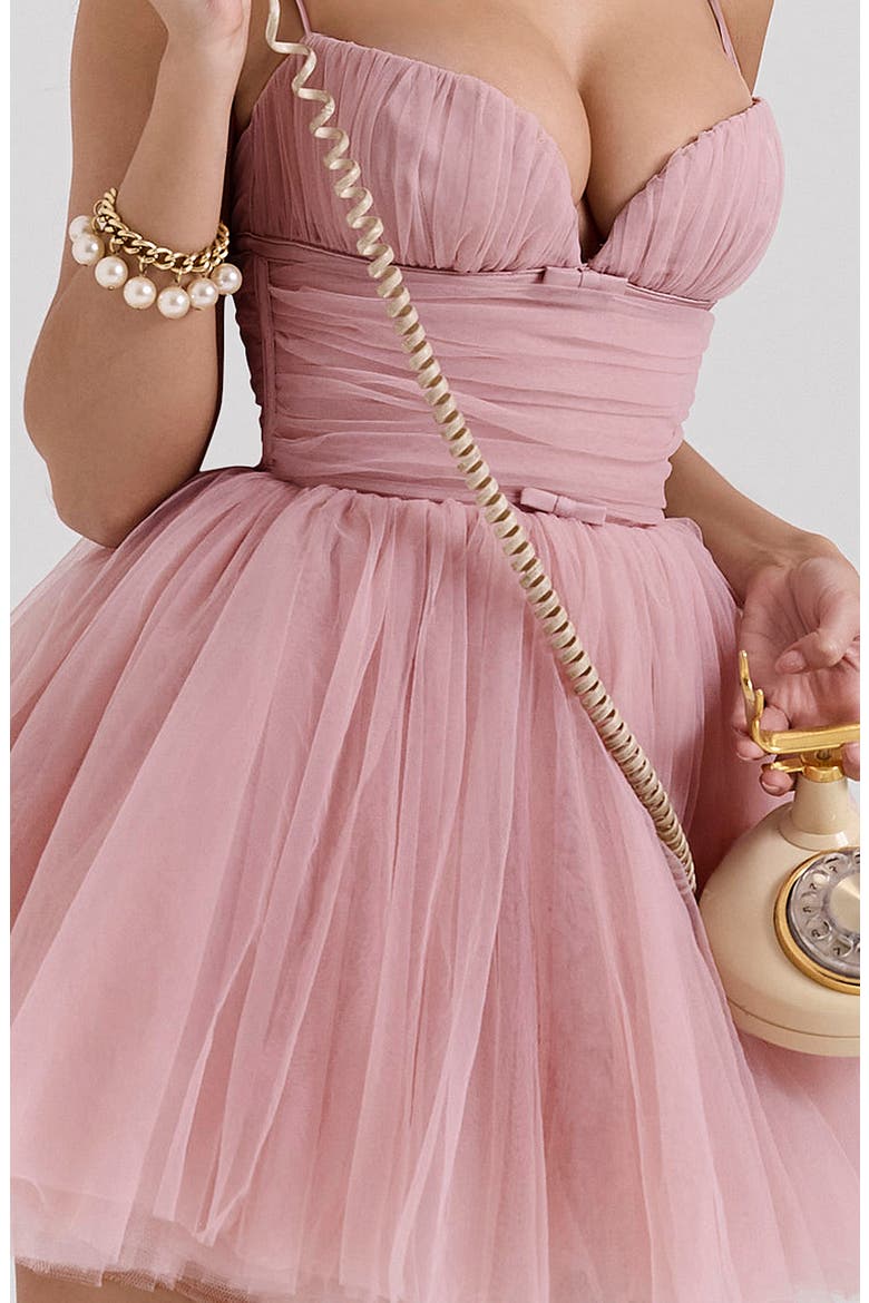 Princess Tulle Fit & Flare Evening Dress, Alternate, color, ADOBE ROSE